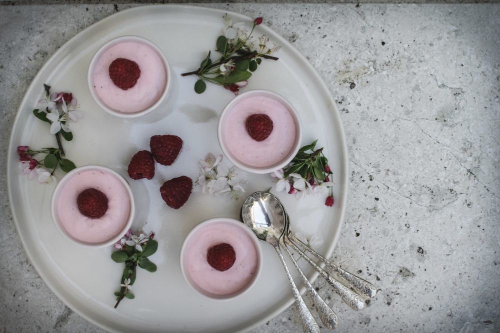 Strawberry and blood orange yoghurt creams