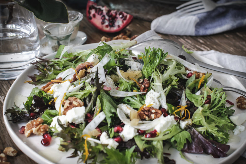 Leafy Salad with Preserved Lemon and Pomegranate