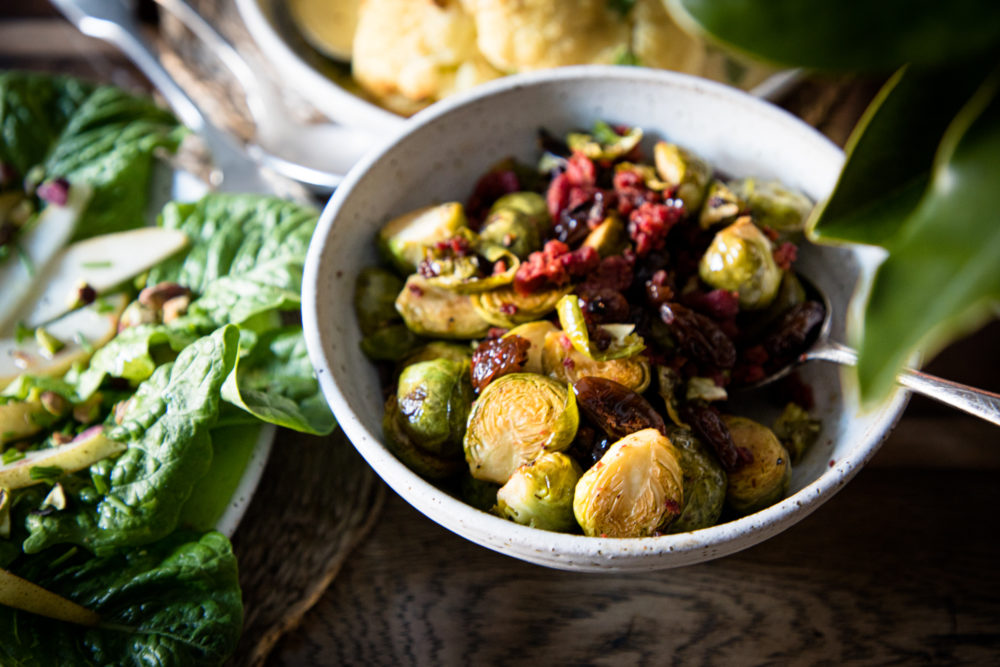 Brussels Sprouts with Chorizo and Muscatels