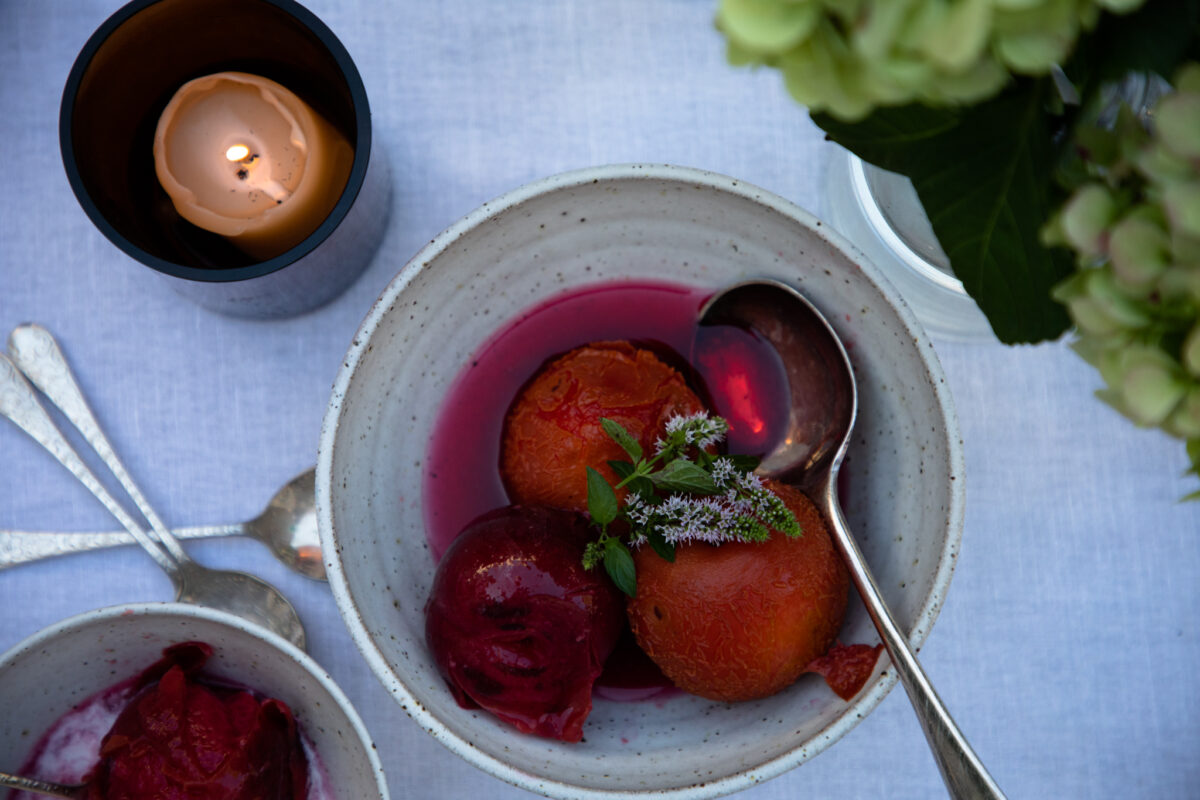 Poached Plums with Elderflower