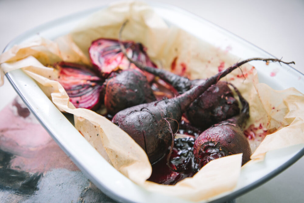 roasted onion and beetroot