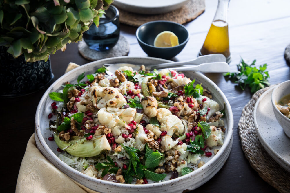 Cauliflower, Pomegranate and Walnut Salad