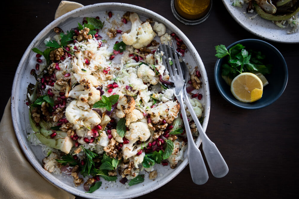 Cauliflower, Pomegranate and Walnut Salad