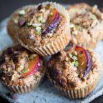 Plum and pistachio almond meal muffins