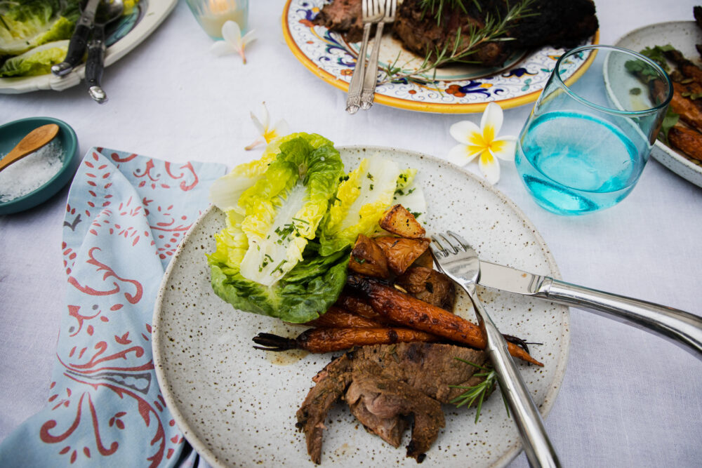 Butterflied lamb with rosemary and garlic